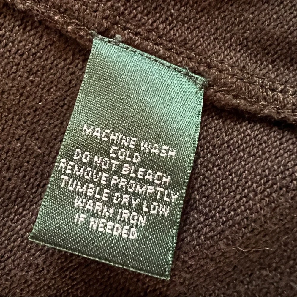 Ralph Lauren 100% Cotton Olive Knit Jacket, Brass Details - Size Petite Medium